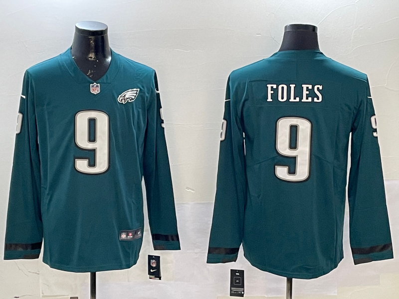 Men Philadelphia Eagles #9 Foles green long sleeve 2025 Nike NFL jersey style 0112->philadelphia eagles->NFL Jersey